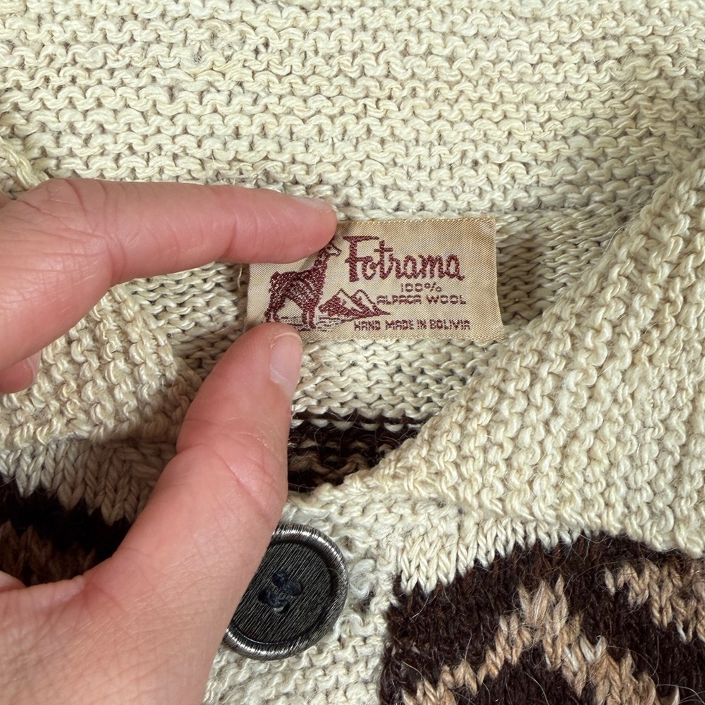 VTG Fotrama Alpaca Wool Cardigan Knit Sweater Women’s L/XL Western Native Retro - Picture 6 of 14